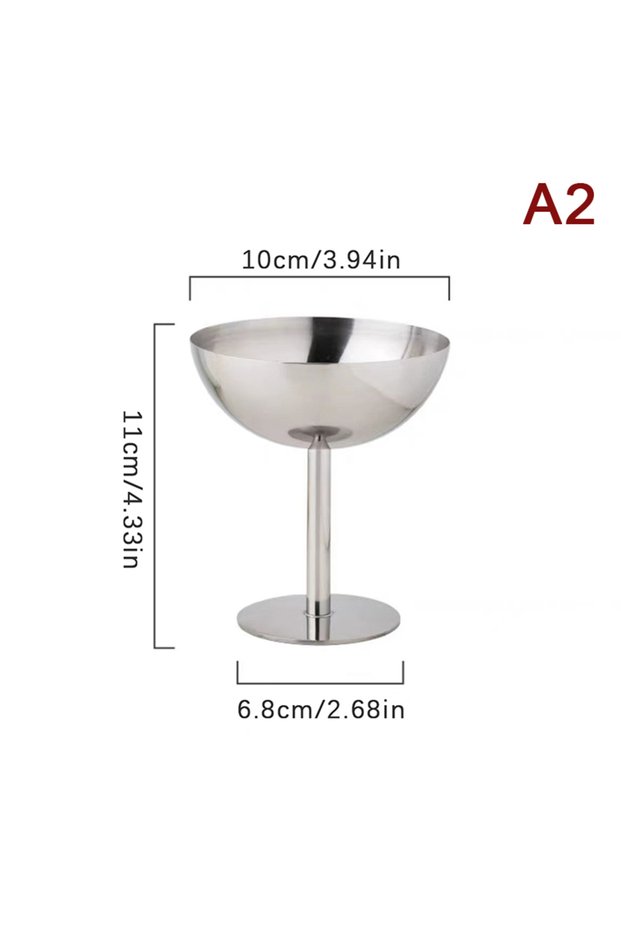 A2 2025 New Stainless Steel Goblet Cup Ice Cream Dessert Salad Bowl Fruit Plate Snack Dish KTV Bar S