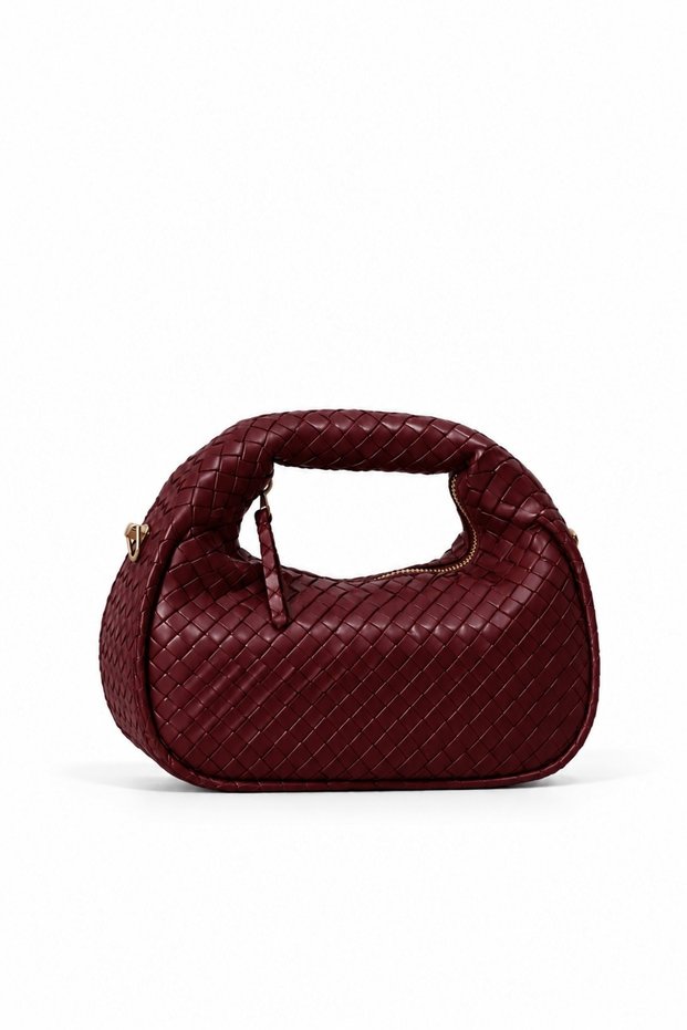 Women's Mini Clutch Braided Handbag Claret Red