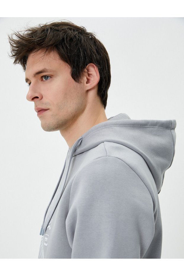 Slogan Printed Hoodie Kangaroo Pocket Detailed Hooded