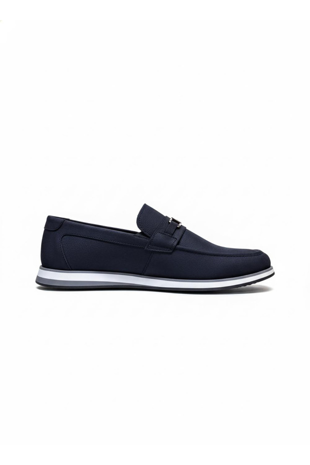 Navy Blue Men's Genuine Leather Shoes 013.185