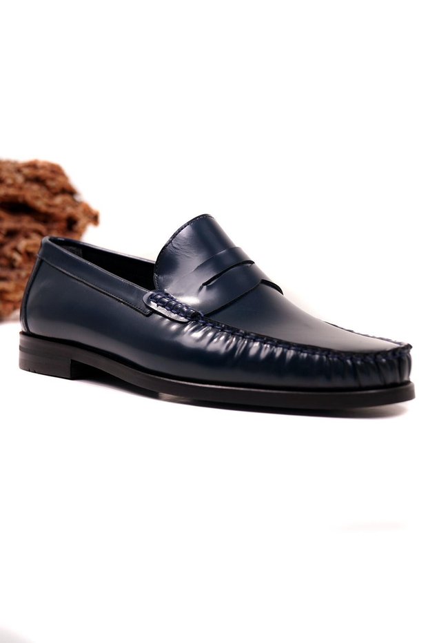 Fosco Navy Blue Patent Leather Men's Genuine Leather Shoes 020.2600-963