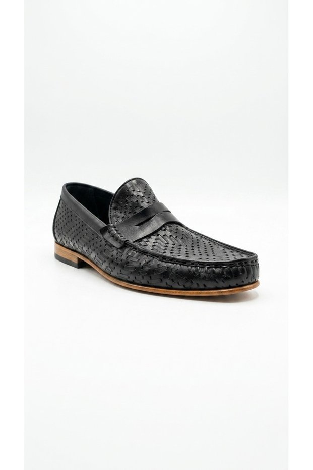 Black men's genuine leather leather shoes 740.894