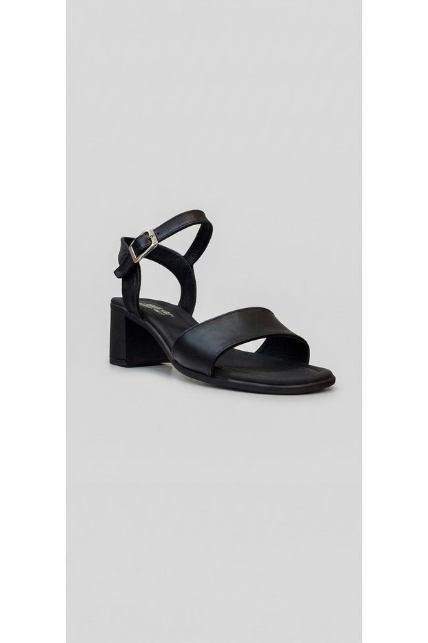 Black women's genuine leather heeled sandals 617.1527