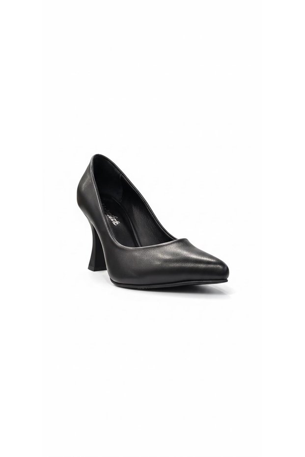 Black Women's Genuine Leather Heeled Shoes 343.861