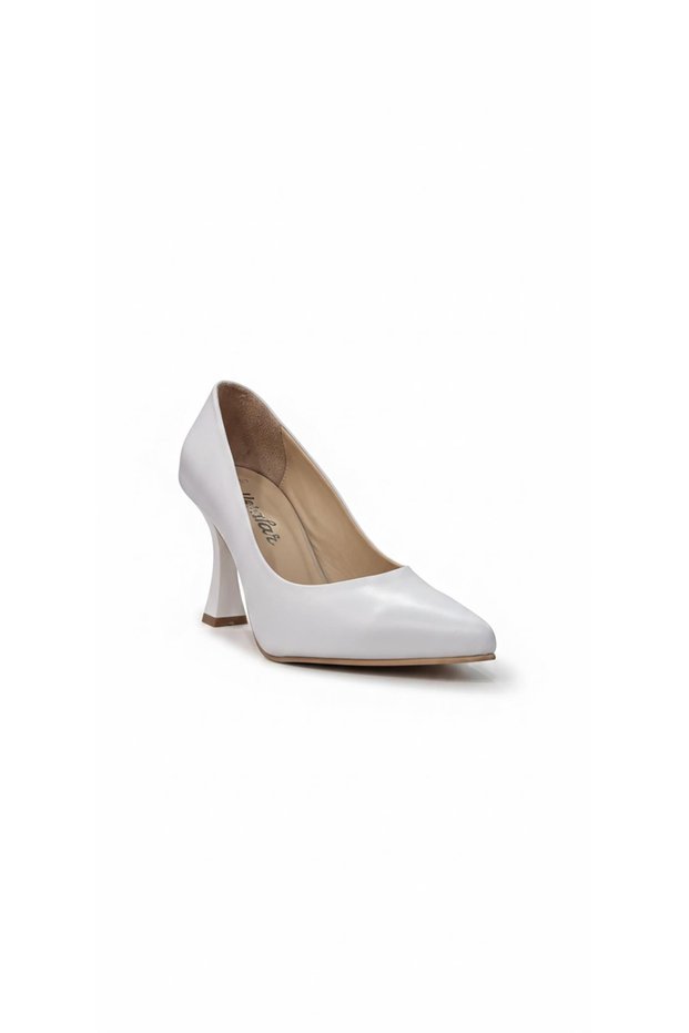 White Women's Genuine Leather Heeled Shoes 343.861
