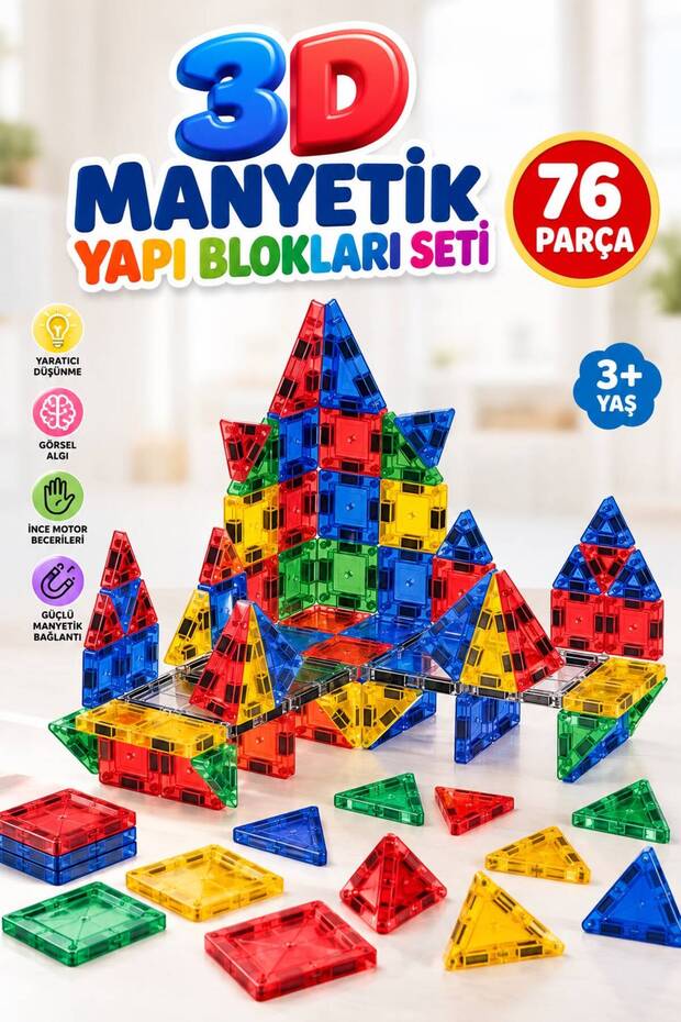 76-piece magnetic building blocks 3d magnet educational geometric toy and puzzle set