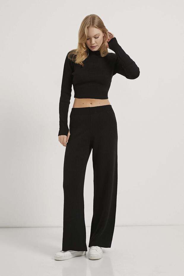 Crop Sweater Pants Knitwear Set