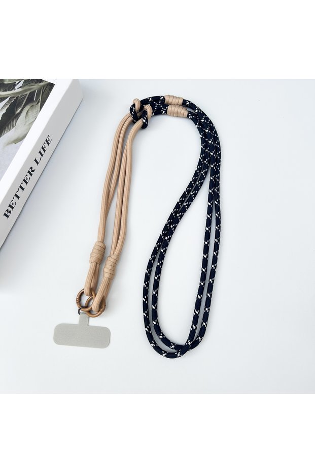 Polyester / Nylon Piano Black Personalized Trend Double Color Mobile Phone Universal Lanyard Diagona