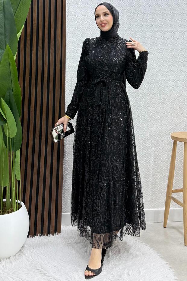 Ayperi Hijab Evening Dress Black