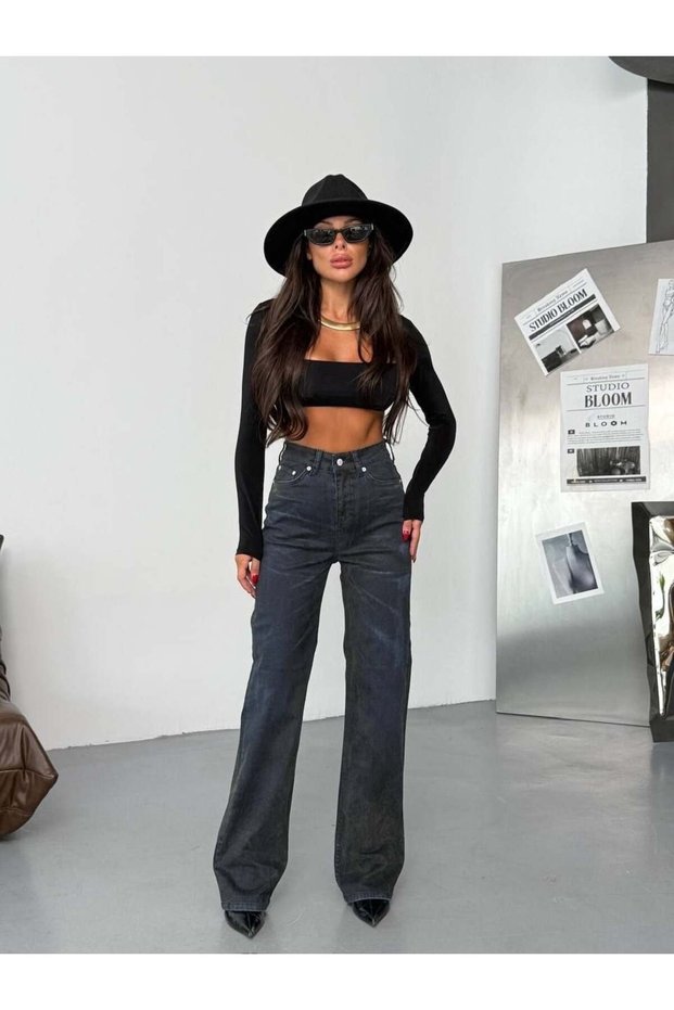 Women's High Waist Wide Leg Jean Pants – 98% Cotton Modern Fit Jeans