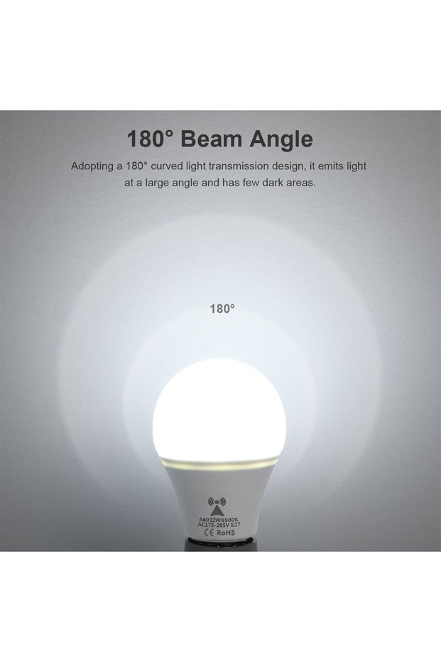 WHITE Microwave Radar Detection LED Night Light Bulb 220V E27 12W Radar Motion Induction Lamp Built-