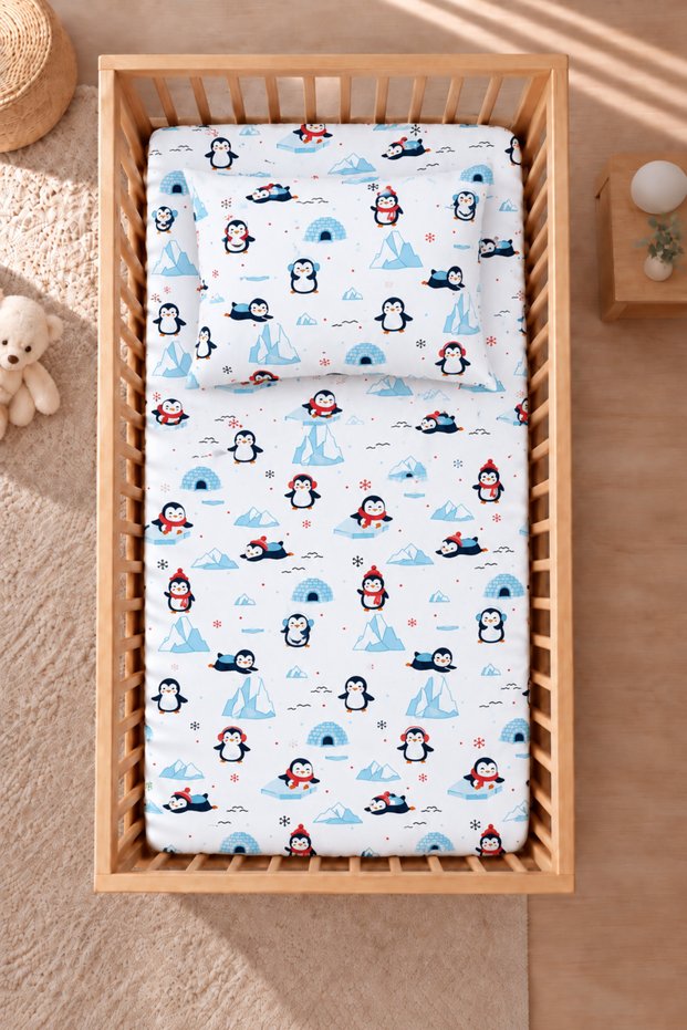 Penguin 100% Cotton Ranforce Baby Elastic Sheet Set