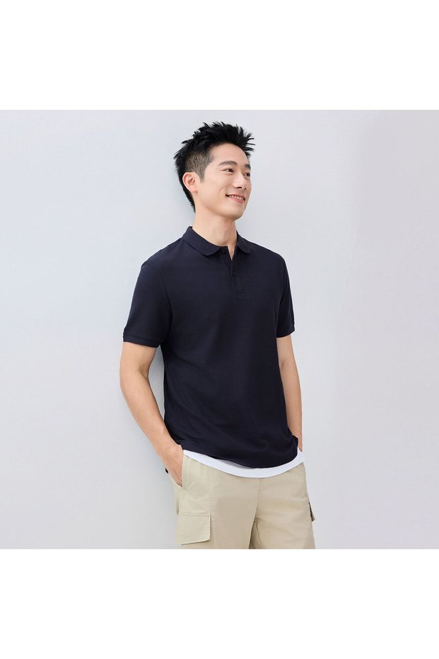 Men's Cotton Lycra Stretch Solid Polo Shirt