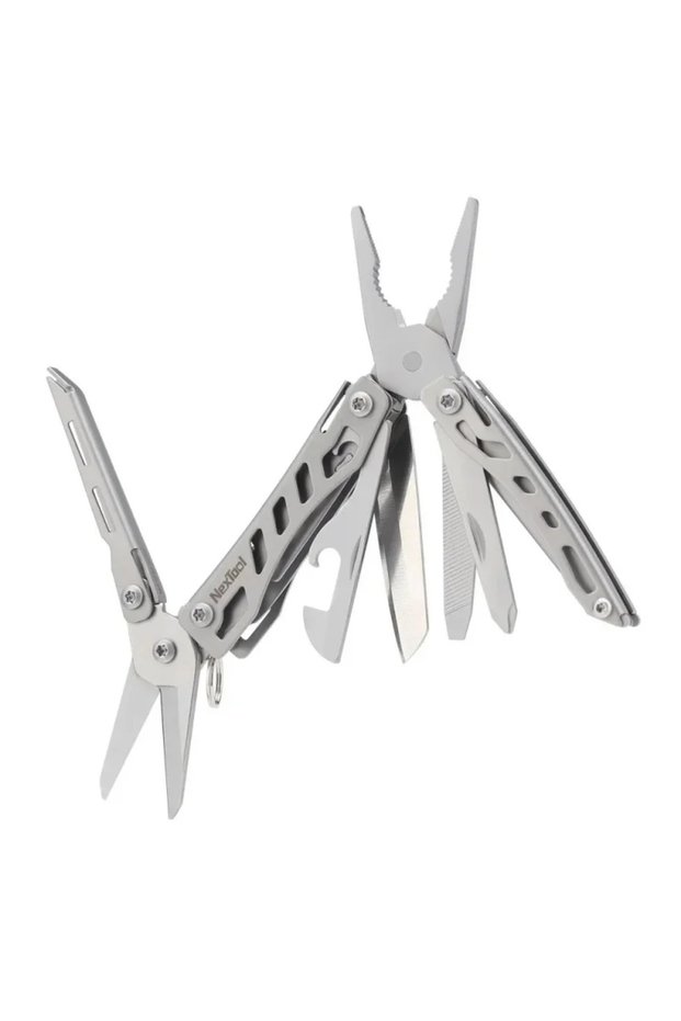 silver NexTool 10 IN 1 Mini Flagship Multi Functional Tool Folding EDC Hand Tool Screwdriver Pliers