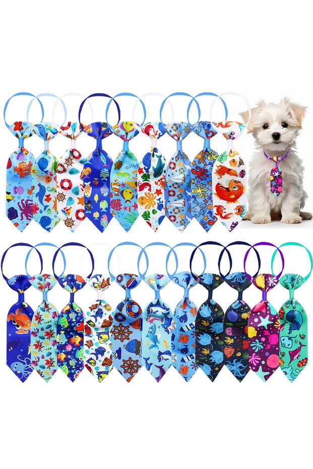 as the picture 10PCS Beach Party Pet Necktie Bulk Adjustable Bow Tie For Small Dogs and Cats Puppy B