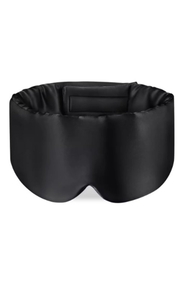 Black Silk Sleeping Mask Eyepatch Blocking Light Eyemask Soft Padded Travel Sleeping Aid for Sleep P