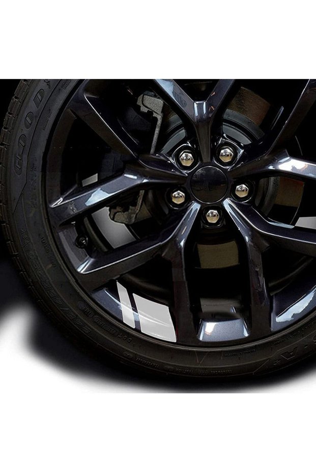 4Pcs White 4Pcs Reflective Car Wheel Rim Stickers Vinyl Car Styling Stickers Mark Stripe Racing Whee