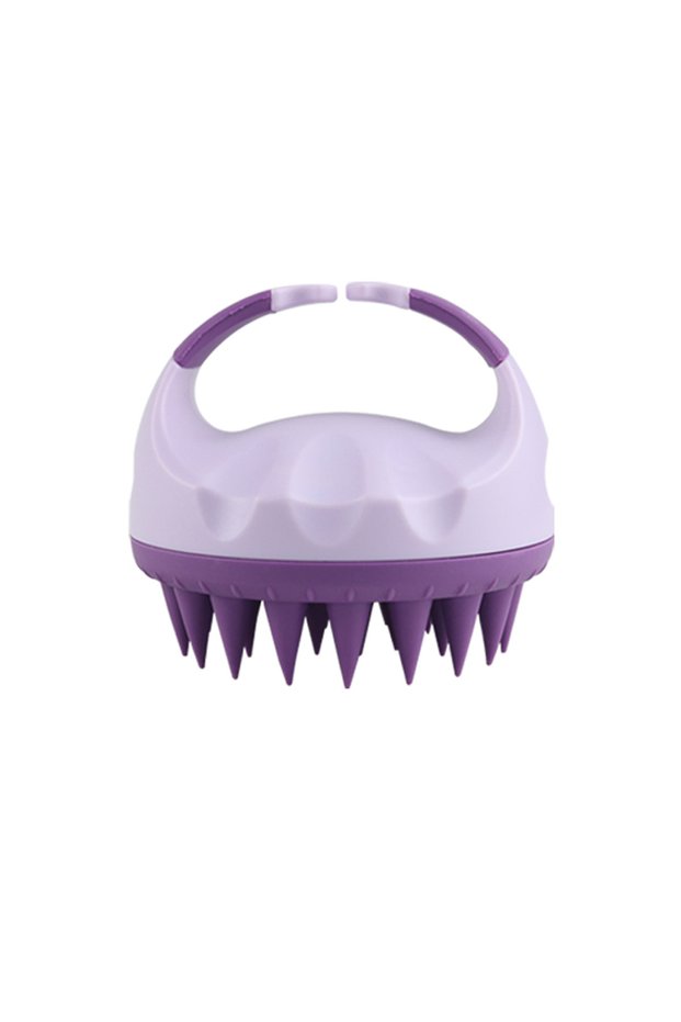 PURPLE Shampoo Head Scalp Massage Brush Silicone Soft Skin Friendly Hair Washing Massager Comb SPA M
