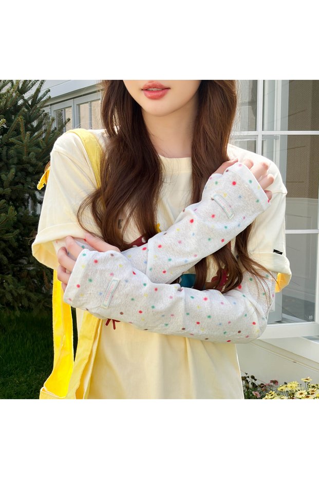 Ditsy Polka Dot Cute Colorful Star Arm Sleeves for Women Breathable UV Protection Polka Dot Summer D