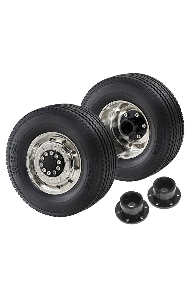 2 Front 1/14 TAMIYA RC Truck Universal Metal Wheel Rim & Tire Set, Upgrade Parts for Model Cars
