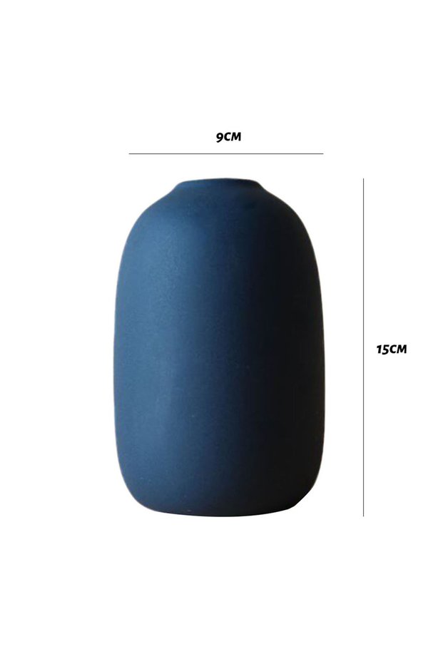 Blue Nordic Ceramic Vase Solid Color Simple Art Flower Pot Decoration With Small Bottleneck For Ta