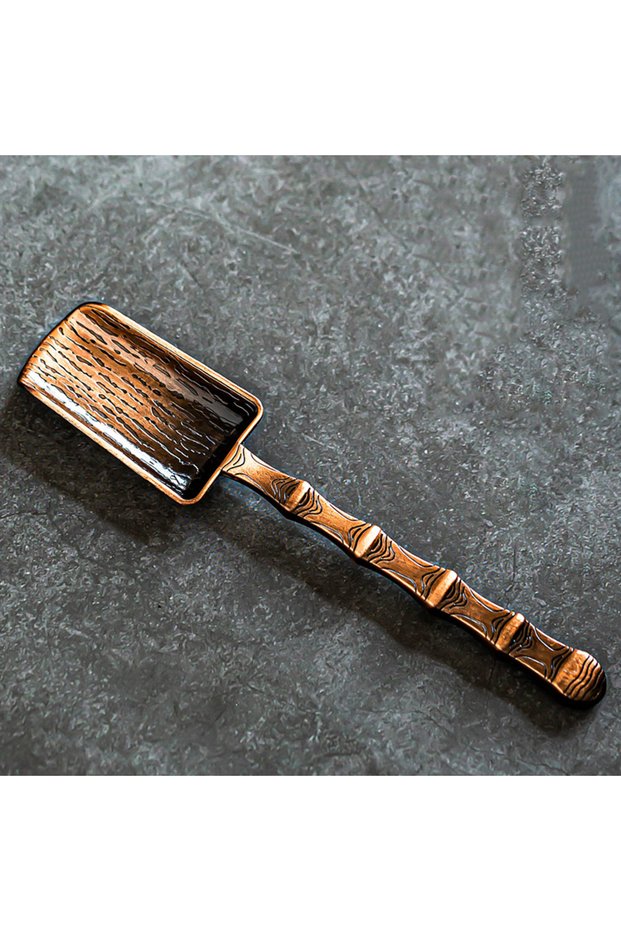 Red-copper-bamboo Alloy TeaSpoon with Retro Auspicious Cloud Texture Kung Fu Tea Taking Tool Tea Sho