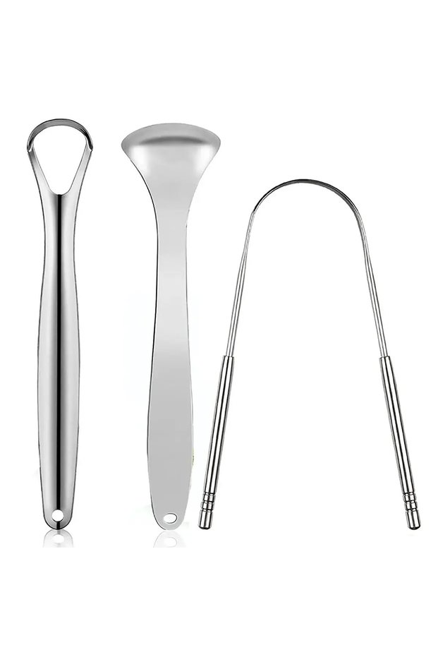 3 PCS Premium 1pcs/3pcs Metal Tongue Scraper Cleaner for Adults & Kids, Portable Stainless Steel Ton