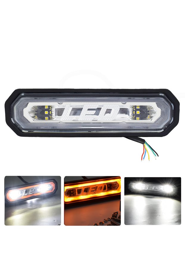 1PCS WHITE AMBER ATV UTV Brake Tail Light LED Chase Bar Strobe Courtesy Reverse Running Buggy Off Ro