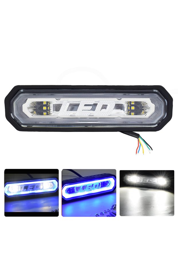 1 قطعة أبيض أزرق مصباح خلفي LED للفرامل والإنارة المتسلسلة والوميض والرجوع للخلف للمركبات الرباعية (ATV) ومركبات UTV والعربات الصغيرة (الباجي) والمركبات للطرق الوعرة