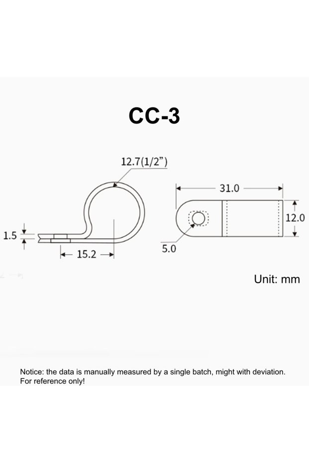 CC-3 white 100pcs 100pcs White R Shape Cable Clips Screw Fixing Nylon PA66 Plastic Desk Office Elect