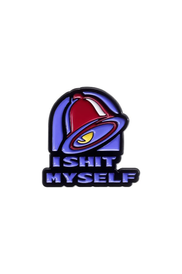 QHXZ3225 Humorous I SHIT MYSELF Enamel Pins Creative Vintage Bell Metal Brooches Backpack Lapel Badg
