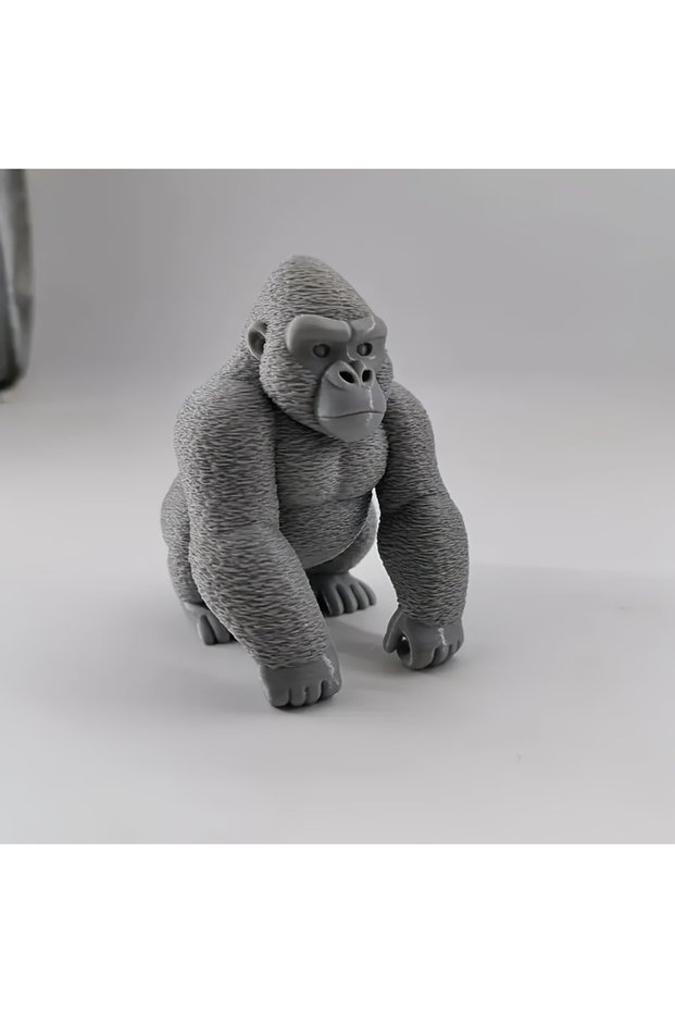 DARK GRAY 3D Printed Silver Backed Gorilla Statue, Realistic Chimpanzee Ornament, Used for Desktop,