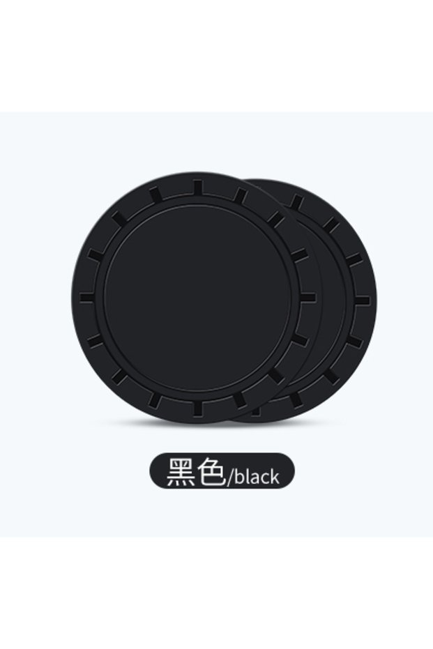 black 2Pcs Universal Car Cup Holder Coaster Anti Slip Silicone Cup Mat Waterproof Auto Interior Acc