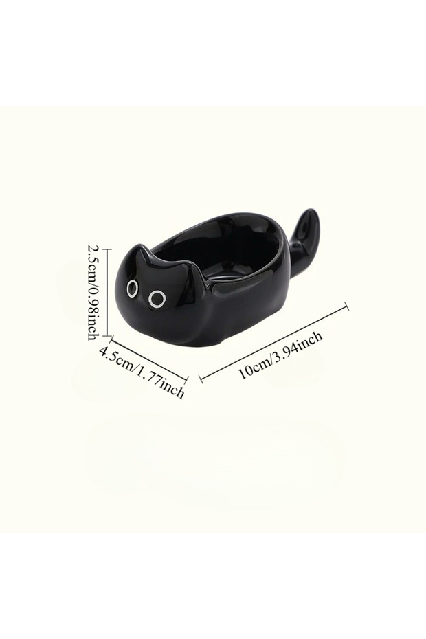 4 inches black Ceramic Cat-Shaped Mini Dipping Plate Side Dish Small Bowl Home Diningware Kitchen Ta