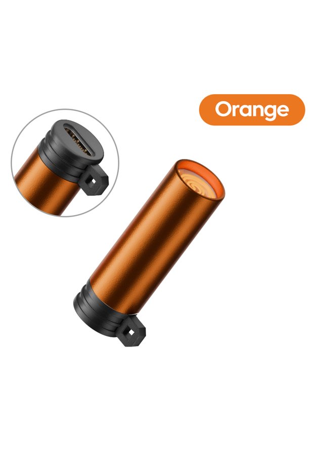 Orange Type-C Mobile Cigarette Lighter Air Blowing Cigarette Lighter Female USB C Outdoor Safety Por