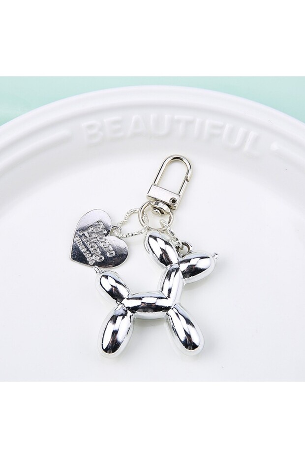 06 Cute Acrylic Cartoon Balloon Dog Keychains for Women Y2K Bag Pendant Couple Car Key Chains Jewelr