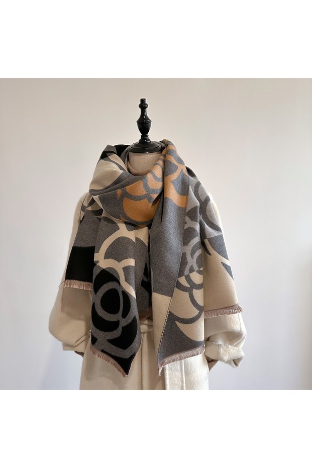GRAY Cashmere Scarf for Women Thick Warm Winter Blanket Brand Female Luxury Quality Shawl Wrap Bufan