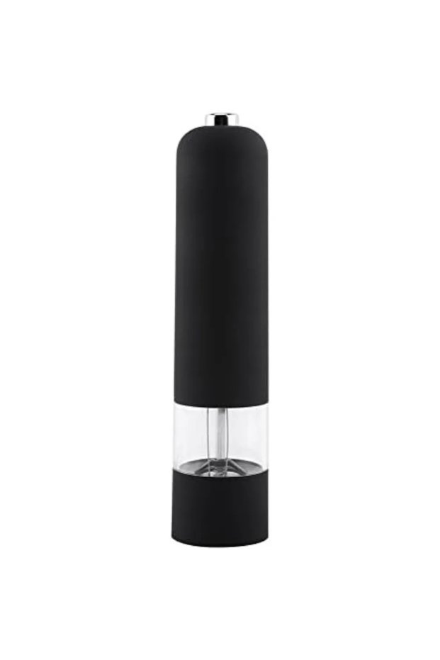 Black Electric Salt & Pepper Mill Grinder Battery Powered Automatic One Handed Operation with Light
