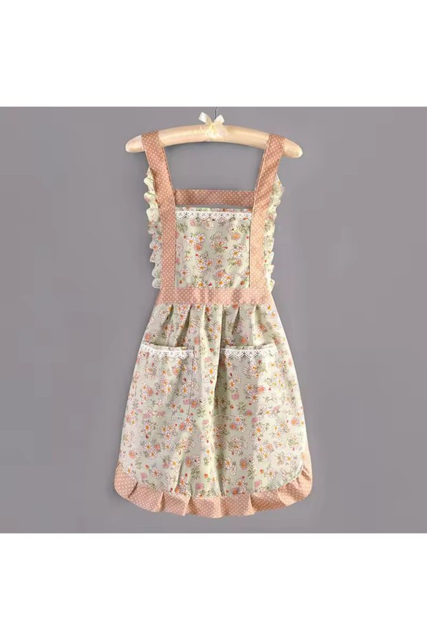 Green 1Pc Kitchen Household Cooking Canvas Apron Women Oil-Proof Waterproof Adult Waist Fashion Coff