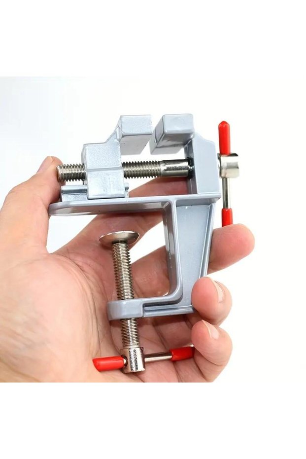 1pc Sturdy Mini Aluminum Bench Vise: Adjustable Table Clamp for Crafting, Electronics, & DIY Project
