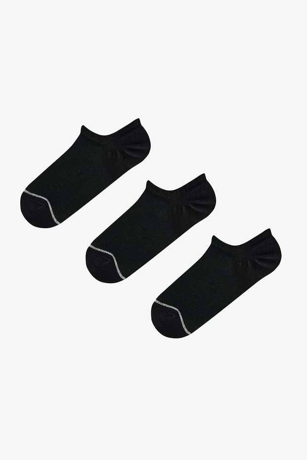 3 Pairs of Cotton Toe-Toe Glitter Mesh Sneaker Socks