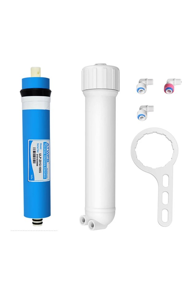 100 GPD RO Membrane, with Housing, Replacement for Drinking RO Water Filter, Wrench,1/4" Quick-Conne