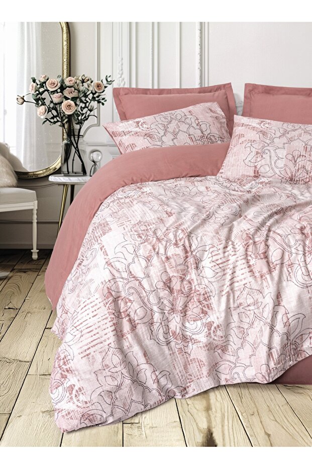 Dual Single Duvet Cover Set Livara Dusty Rose