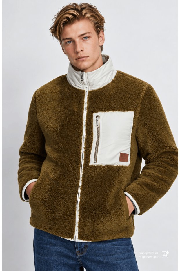Sinead dark green fleece standard fit men's jacket