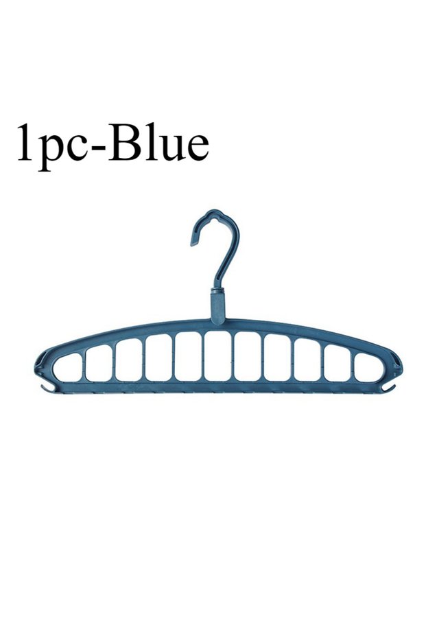 1pc-Blue 1/2pcs Space Saving Multi-Hole Clothes Hanger For Home, Dorm, And Travel-Foldable Drying Ra