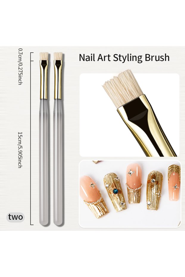 2PCS RSNAIL Nail Art Brush Multifunctional Stripe Liner Brushes Modeling Water Ripple DIY Design Har