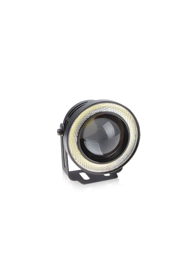 2.5 inch White-1pc 12V Angel Eye Car LED Fog Light 2.5" 3" 3.5" Inch COB Projector Halo Ring DRL Dri