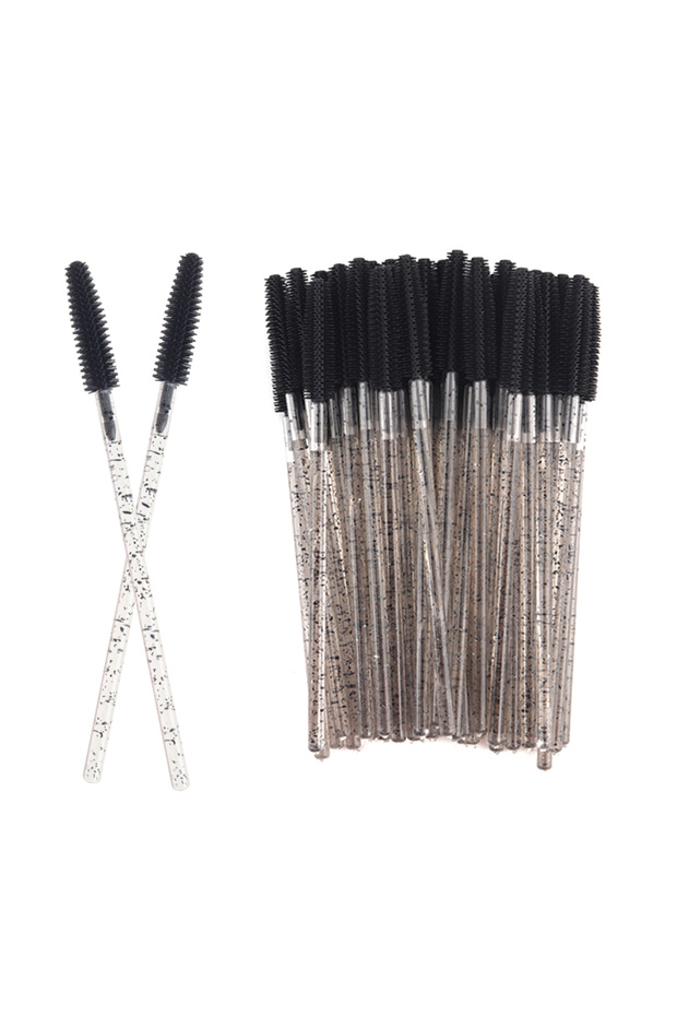 all black 50pcs Crystal Silicone Eyelash Brush Lash Makeup Brushes Eyebrow Comb Eyelashes Extension