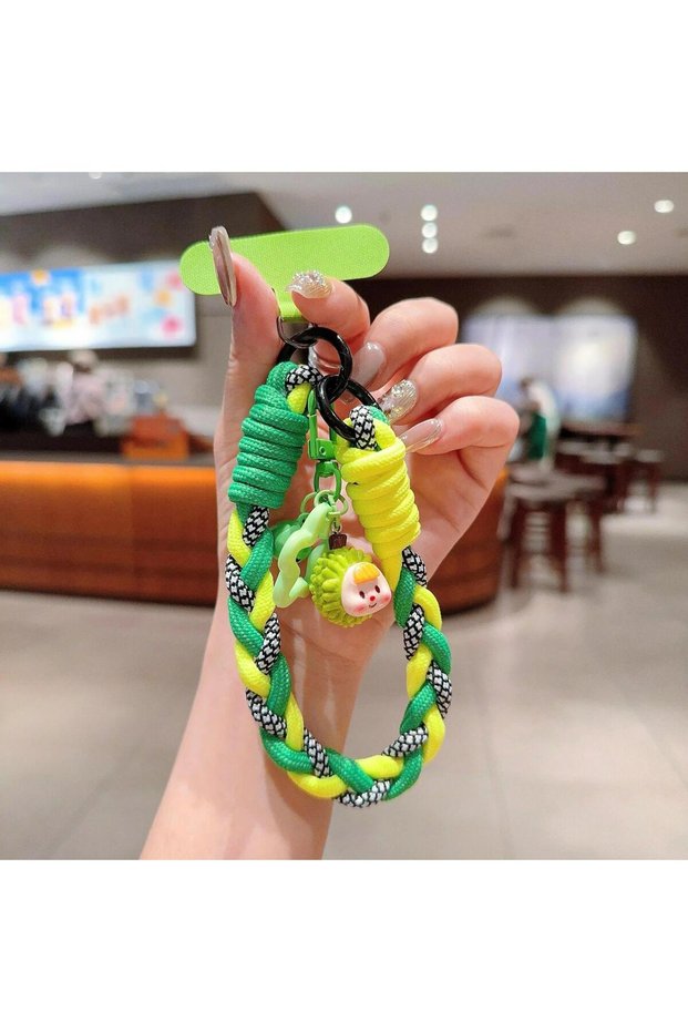 XSGD 3 Cute Creative Cartoon Mobile Phone Universal Lanyard Three-Color DYM Wrist Strap Hand-Woven H