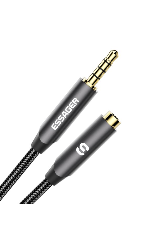 ESSAGER 1m Grey ESSAGER Headphone Extension Cable Jack 3.5mm Audio Aux Cable 3.5mm Female Splitter S